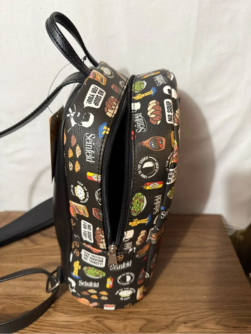 Seinfeld Patterned Black Backpack, small
